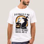 Spooky Halloween met witchy zwarte kat en pompoen T-shirt (Voorkant)