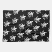 Spooky Halloween met zwarte en witte geesten Theedoek (Horizontaal)