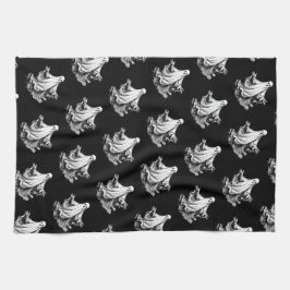 Spooky Halloween met zwarte en witte geesten Theedoek