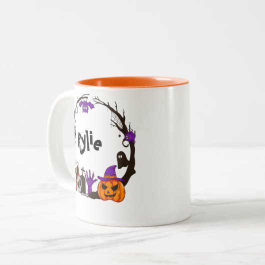 Spooky Halloween Mok - Ghosts, Pumpkins & Haunted (Voorkant links)