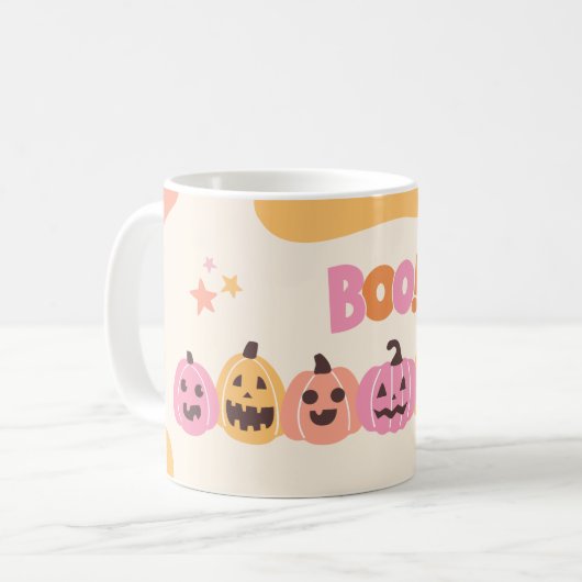 Spooky Halloween Mok – Pompoen, Ghost & Witch Coff (Voorkant links)