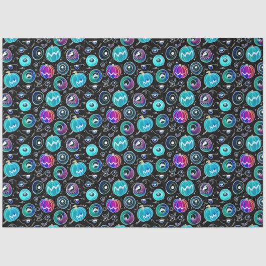 Spooky Halloween Monster Oogbollen Patroon Tissuepapier (Voorkant)