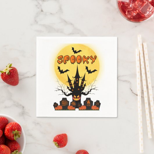Spooky Halloween Moon 3 Ply Napkins Servet (Insitu)