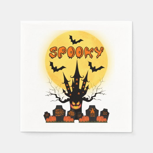 Spooky Halloween Moon 3 Ply Napkins Servet (Voorkant)