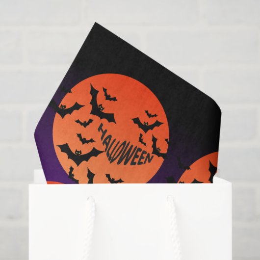 Spooky Halloween Moon & Bats Tissue Paper Tissuepapier (Cadeauzakje)