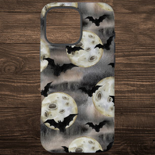 Spooky Halloween Moon en Bats Waterverf iPhone 16 Pro Max Hoesje