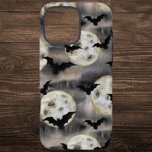 Spooky Halloween Moon en Bats Waterverf Case-Mate iPhone Case