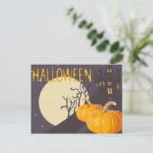  Spooky Halloween Moon en Pumpkin bij nacht Briefkaart (Staand voorkant)