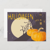  Spooky Halloween Moon en Pumpkin bij nacht Briefkaart (Voorkant / Achterkant)