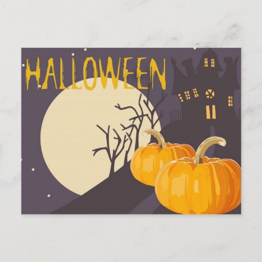  Spooky Halloween Moon en Pumpkin bij nacht Briefkaart (Voorkant)