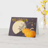  Spooky Halloween Moon en Pumpkin bij nacht Kaart (Gele Bloem)