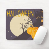  Spooky Halloween Moon en Pumpkin bij nacht Muismat (Met muis)