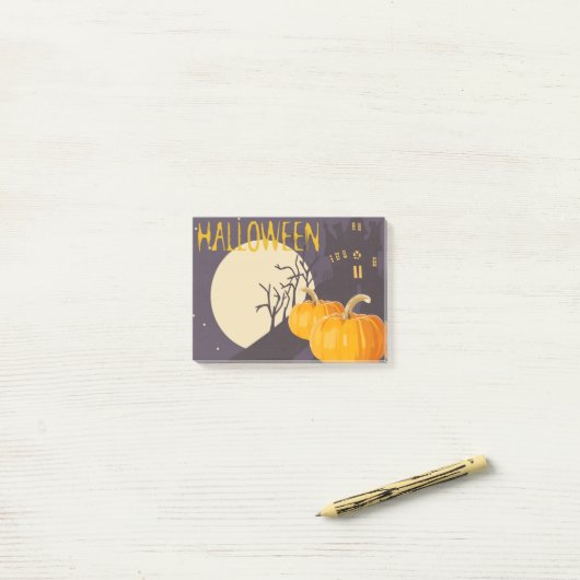  Spooky Halloween Moon en Pumpkin bij nacht Post-it® Notes (Op bureau)