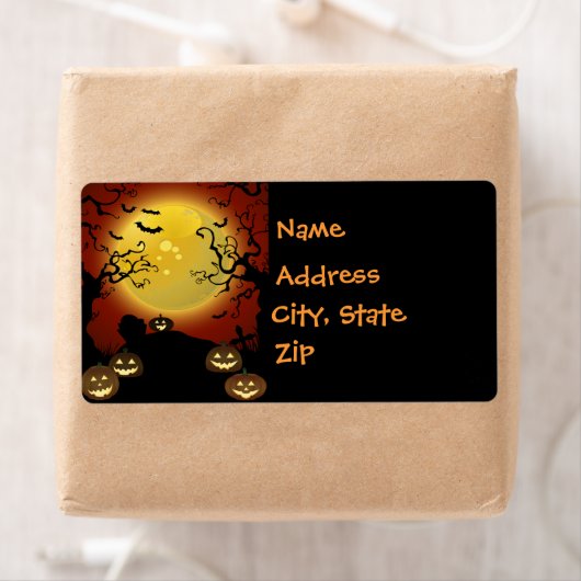 Spooky Halloween Moon, Pumpkin and Bats Labels (Insitu)