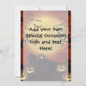 Spooky Halloween Moon, Pumpkins and Bats Invitatio Kaart (Achterkant)