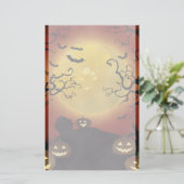 Spooky Halloween Moon, Pumpkins and Bats Stationer Briefpapier (Staand voorkant)