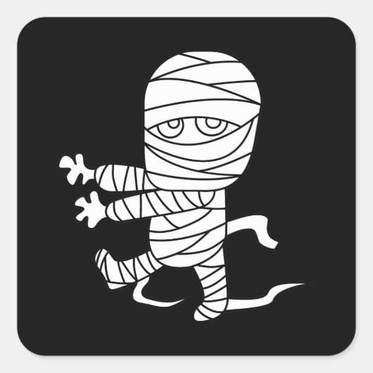 Spooky Halloween mummie Vierkante Sticker (Voorkant)