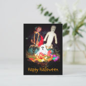 Spooky Halloween Mummy en Ghost Holiday Briefkaart (Staand voorkant)