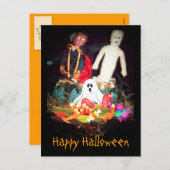 Spooky Halloween Mummy en Ghost Holiday Briefkaart (Voorkant / Achterkant)