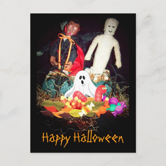 Spooky Halloween Mummy en Ghost Holiday Briefkaart (Voorkant)