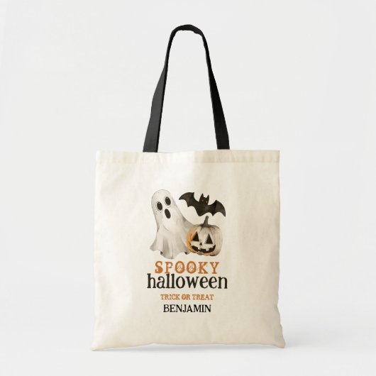 Spooky Halloween Naam Trick or treat Tote Bag (Voorkant)