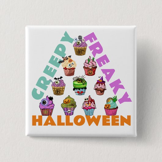 Spooky Halloween Nacht van de Levende Cupcakes Vierkante Button 5,1 Cm (Voorkant)