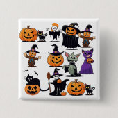 Spooky Halloween Nacht van Terror Halloween Collag Vierkante Button 5,1 Cm (Voorkant)
