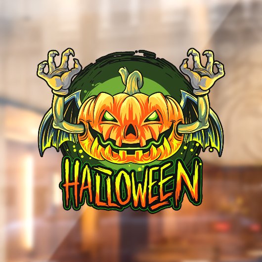 Spooky Halloween Neon Bat Pumpkin Raamsticker (Vel 2)