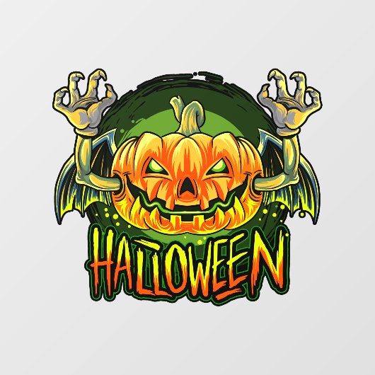 Spooky Halloween Neon Bat Pumpkin Raamsticker (Vel)