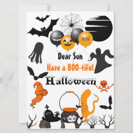 Spooky Halloween Night Boo Parade Full Moon Ghosts Feestdagenkaart