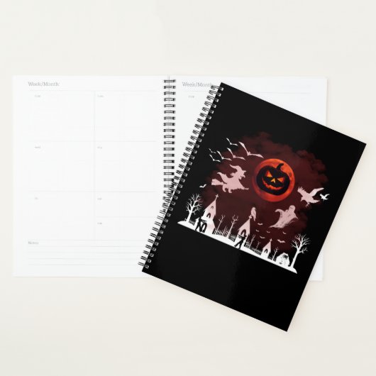 Spooky Halloween Night Full Moon Pumpkin Scene Planner (Display)