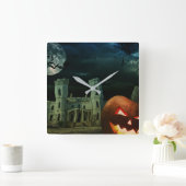 Spooky Halloween Night Fun Vierkante Klok (Huis)