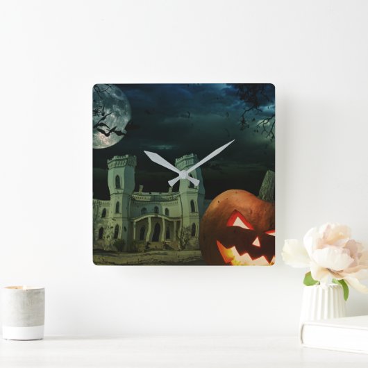 Spooky Halloween Night Fun Vierkante Klok (Huis)
