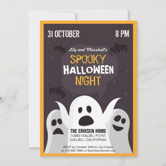 Spooky Halloween Night Halloween Party Uitnodiging (Voorkant)