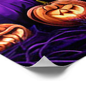 Spooky Halloween Night met gloeiende pompoenen Poster (Hoek)