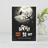Spooky Halloween Night Party Flyer Kaart (Staand voorkant)