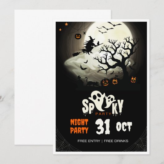 Spooky Halloween Night Party Flyer Kaart (Voorkant / Achterkant)