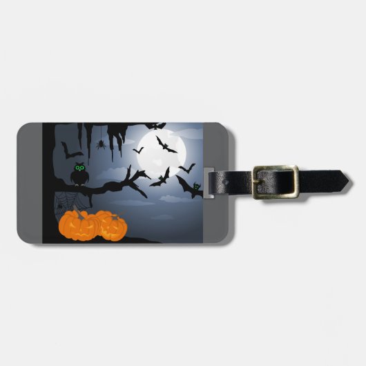 Spooky Halloween Night Scene Bagagelabel (Voorkant horizontaal)