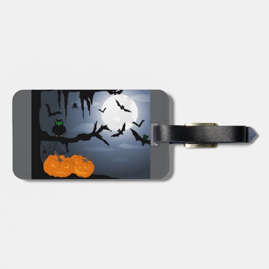 Spooky Halloween Night Scene Bagagelabel (Achterkant horizontaal)