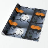 Spooky Halloween Night Scene Cadeaupapier (Uitgerold)