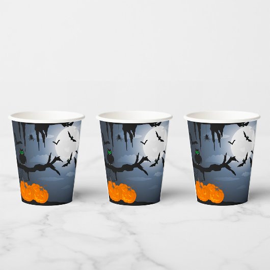 Spooky Halloween Night Scene Papieren Bekers