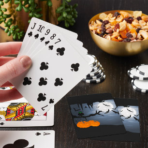 Spooky Halloween Night Scene Pokerkaarten