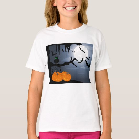 Spooky Halloween Night Scene T-shirt (Voorkant)