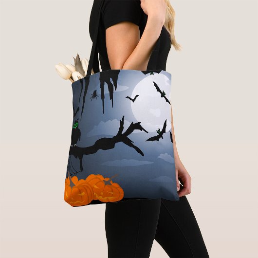 Spooky Halloween Night Scene Tote Bag