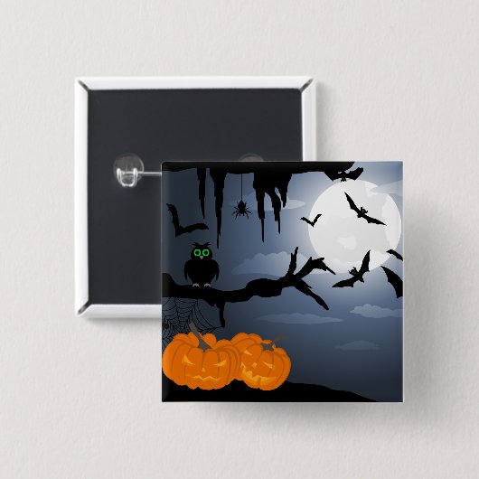 Spooky Halloween Night Scene Vierkante Button 5,1 Cm (Voorkant /achterkant)