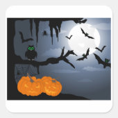 Spooky Halloween Night Scene Vierkante Sticker (Voorkant)