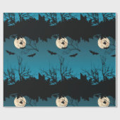 Spooky Halloween Night Volle Maan en Vliegende Vle Cadeaupapier (Vlak)