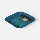 Spooky Halloween Night Volle Maan en Vliegende Vle Papieren Bordje (Gebogen)