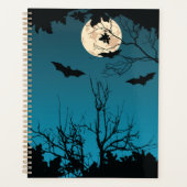 Spooky Halloween Night Volle Maan en Vliegende Vle Planner (Voorkant)