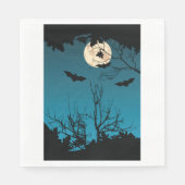 Spooky Halloween Night Volle Maan en Vliegende Vle Servet (Voorkant)